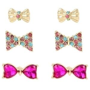 Betsey Johnson BOW EARRINGS SET 3PAIR